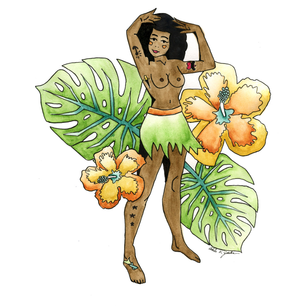 Hawaiian Bliss Pinup Print