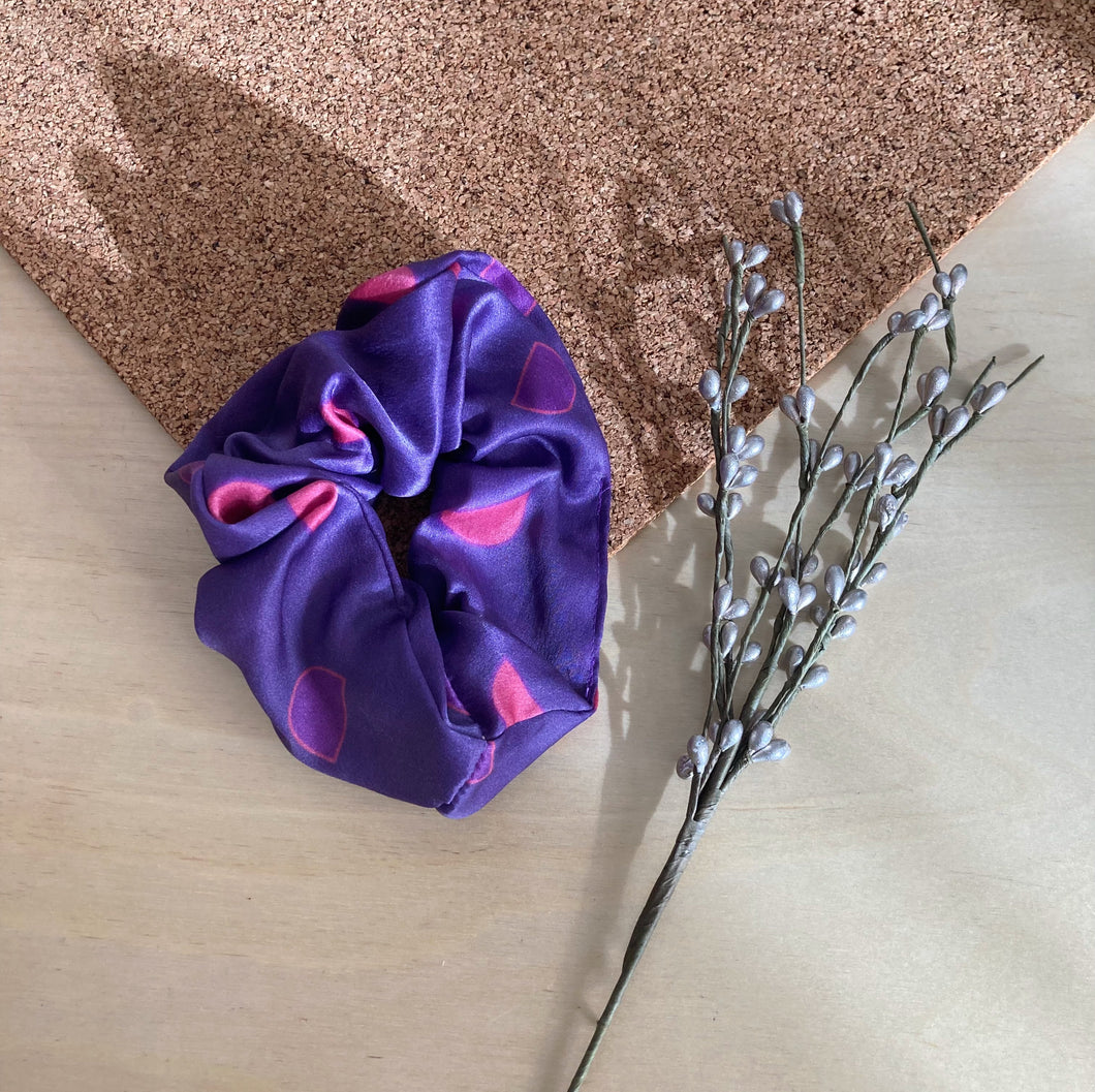 Purple Half Moon Silk Scrunchie