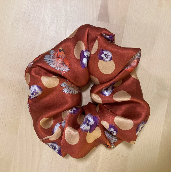 Red Cardinal Silk Scrunchie