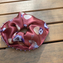 Beaded Cardinal Watercolor Silk Scrunchie