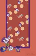 Red Cardinal + Violet Flower Long Silk Scarf