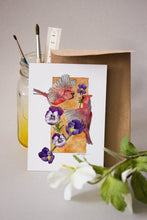 Red Cardinals and Violet Flowers Print