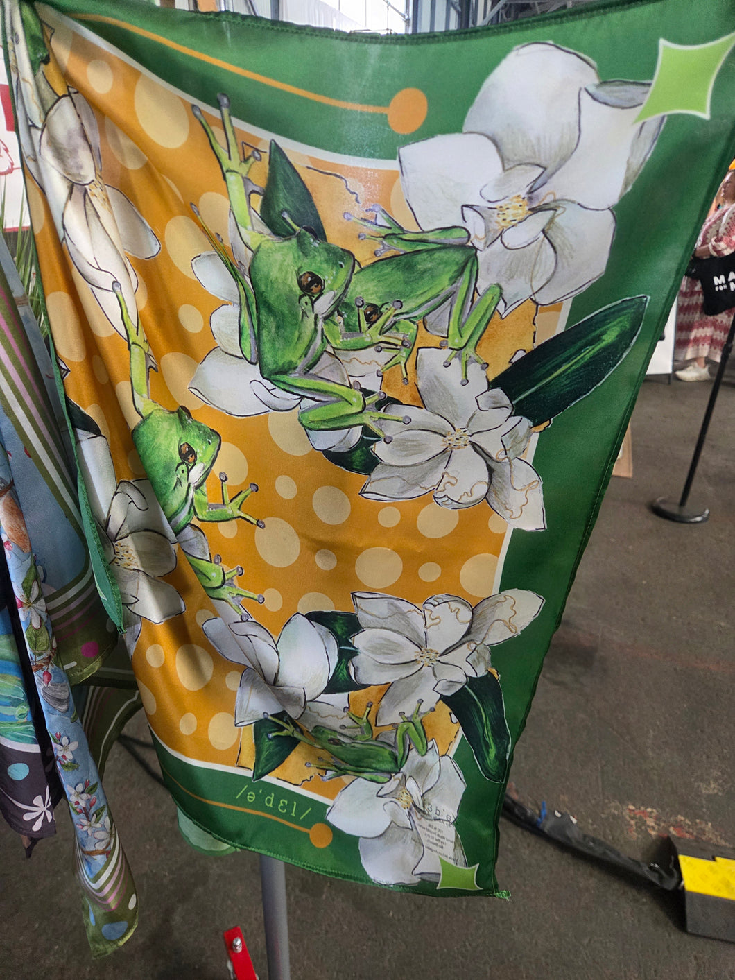 Louisiana Tree Frog and Magnolia Flower Scarf