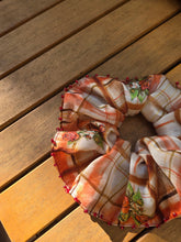Beaded Rose Lady Bug Plaid Silk Scrunchie