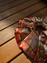 Beaded Rose Lady Bug Plaid Silk Scrunchie