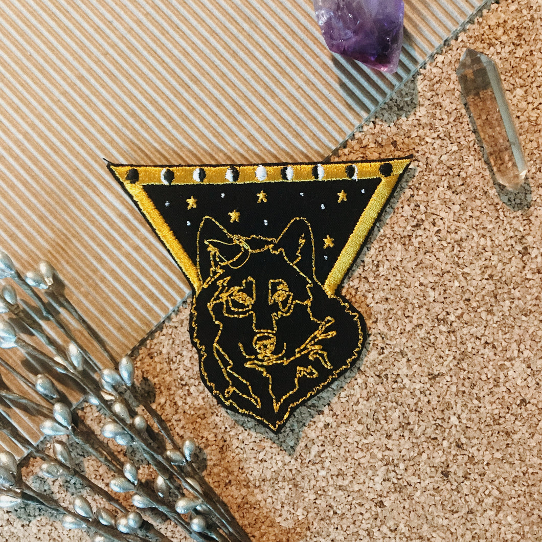 Black + Gold  Wolf Patch