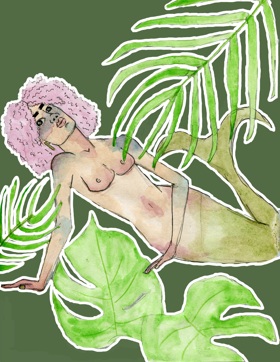 Tropical Mermaid Greeting Card